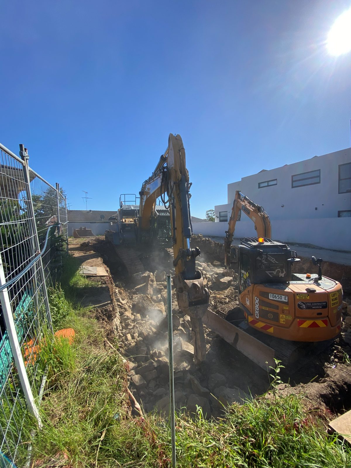 Rock-breaking excavation on a residential site, Bossley Park NSW